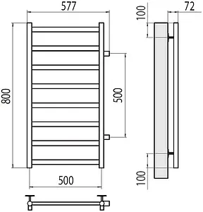 Полотенцесушитель водяной лесенка Terminus Аврора П8 500х800 бп500 полированная сталь 4670078529923 Полотенцесушитель водяной лесенка Terminus Аврора П8 500х800 бп500 полированная сталь 4670078529923, 2