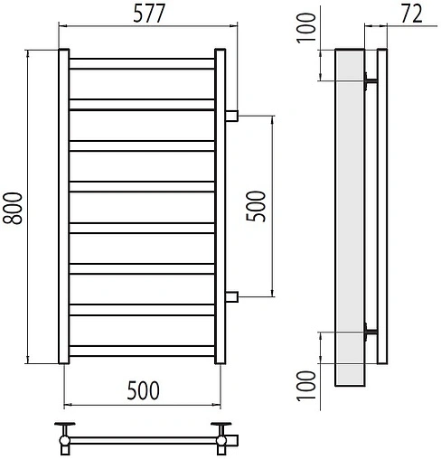 Полотенцесушитель водяной лесенка Terminus Аврора П8 500х800 бп500 полированная сталь 4670078529923 Полотенцесушитель водяной лесенка Terminus Аврора П8 500х800 бп500 полированная сталь 4670078529923