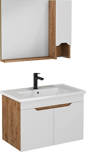 Тумба-умывальник подвесная ISVEA Onda 80 белый/орех 24ONS001080I Тумба-умывальник подвесная ISVEA Onda 80 белый/орех 24ONS001080I