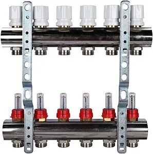 Группа коллекторная с расходомерами 6 отводов 1&quot;в/в x ¾&quot;ек Luxor CD 473M/6 15652706MN, 2