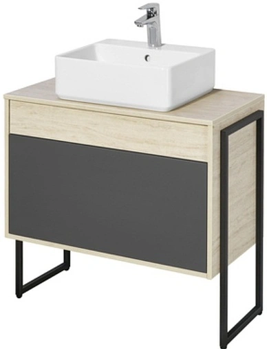 Тумба-умывальник подвесная Aquaton Лофт Урбан 80 графит/орегон 1A2476K1LQX60