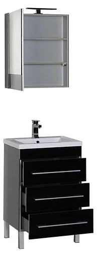 Шкаф-зеркало Aquanet Верона 58 L чёрный 00175384