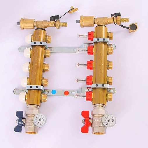 Группа коллекторная с расходомерами 5 отводов 1&quot;в/в x ¾&quot;ек Tiemme 3870001