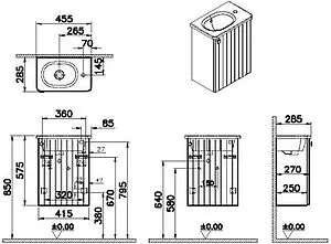 Тумба-умывальник подвесная VitrA Root Groove 45 R белый 69198 Тумба-умывальник подвесная VitrA Root Groove 45 R белый 69198, 2