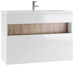 Тумба под умывальник подвесная Домино Fortuna 100 белый/дуб вотан DF3104T, 1