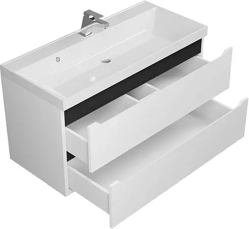 Тумба под умывальник подвесная Uperwood UPD Tanos 100 белый с графитовыми вставками 2930205144