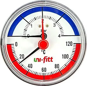 Термоманометр аксиальный Uni-fitt 80мм 4 бар 120°С ½&quot; 310D1442, 3