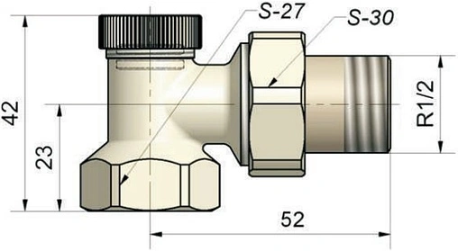 Вентиль запорный угловой ½" в/н Schlosser Standard 601300002