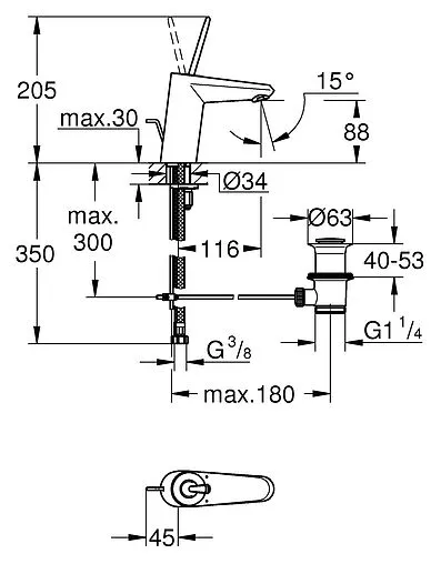 Смеситель для раковины Grohe Eurodisc Joy белый 23425LS0 Смеситель для раковины Grohe Eurodisc Joy белый 23425LS0