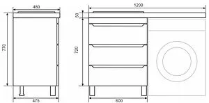 Тумба-умывальник напольная Uperwood Tanos 120 L белый с графитовыми вставками 291021013 Тумба-умывальник напольная Uperwood Tanos 120 L белый с графитовыми вставками 291021013, 2