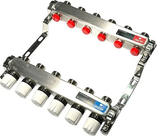 Группа коллекторная без расходомеров 6 отводов 1&quot;в/в x ¾&quot;ек Uni-fitt TECHNO 451W4306