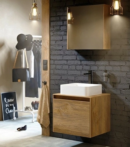 Шкаф-зеркало Aqwella Mobi 60 дуб балтийский MOB0406+MOB0717DB