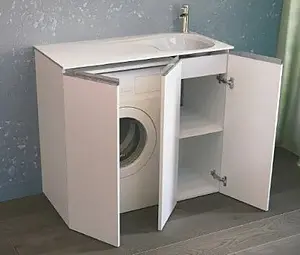 Тумба-умывальник напольная над стиральной машиной Raval Great 100 R белый Gre.01.100/N/W/Pr+Gre.08.100/W/Pr Тумба-умывальник напольная над стиральной машиной Raval Great 100 R белый Gre.01.100/N/W/Pr+Gre.08.100/W/Pr, 5