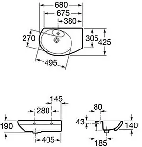 Раковина Roca Dama Senso Compacto 68 L белый 327519000, 2