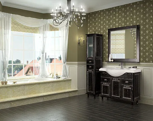 Шкаф-пенал напольный Aquaton Жерона 35 L черное серебро 1A158903GEM5L