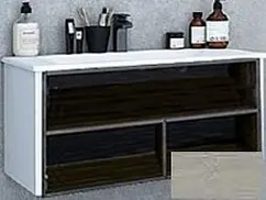 Тумба-умывальник подвесная Aquaton Брук 100 (открытый) дуб латте/белый