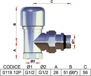 Вентиль терморегулирующий угловой ½" в/н LadyFAR белый/серебро FL 0119 12P Вентиль терморегулирующий угловой ½" в/н LadyFAR белый/серебро FL 0119 12P, 2