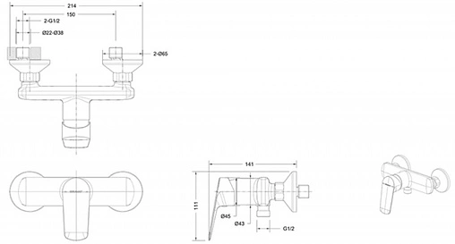 Смеситель для душа Bravat Rhein хром F9429564CP-01-ENG