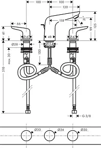 Смеситель для раковины Hansgrohe Novus 100 хром 71140000, 2