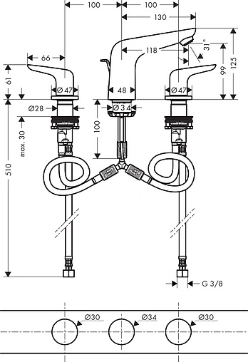 Смеситель для раковины Hansgrohe Novus 100 хром 71140000