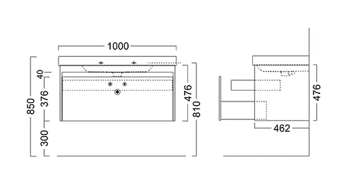Тумба-умывальник подвесная Kerama Marazzi Buongiorno 100 белый BGN.100.1\WHT+BG.wb.100