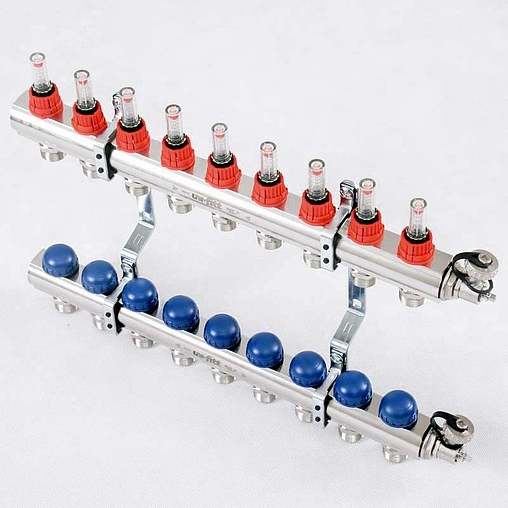 Группа коллекторная с расходомерами 9 отводов 1&quot;в/в x ¾&quot;ек Uni-fitt 440E4309