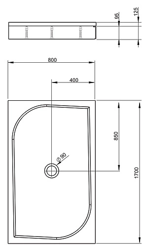 Поддон для душа Radaway Paros D1700 MBD8017-03-1