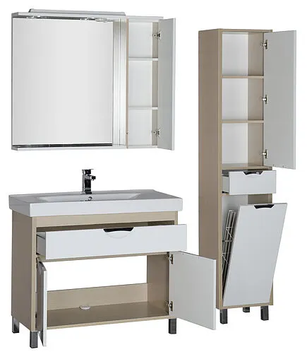 Шкаф-зеркало Aquanet Гретта 100 R белый/светлый дуб 00173988