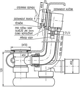 Слив-перелив для ванны с функцией налива Rav Slezak хром NP0002/1000 Слив-перелив для ванны с функцией налива Rav Slezak хром NP0002/1000, 2