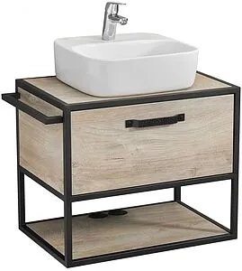 Тумба-умывальник подвесная Aquaton Лофт Фабрик 65 дуб эндгрейн 1A2423K2LTDU0, 1