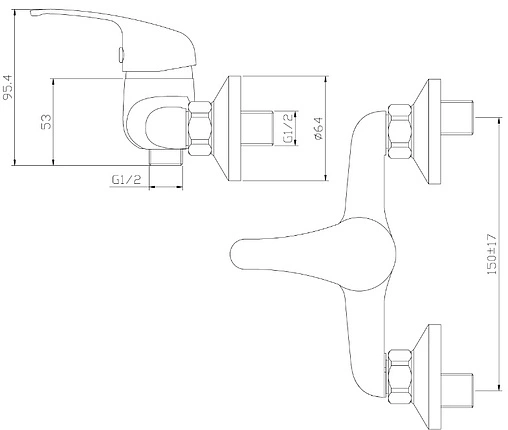 Смеситель для душа Rossinka хром Y35-41