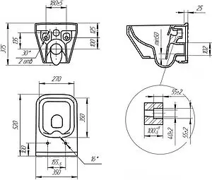 Комплект 4 в 1 Cersanit Crea Square CO DPL EO slim 63997, 5