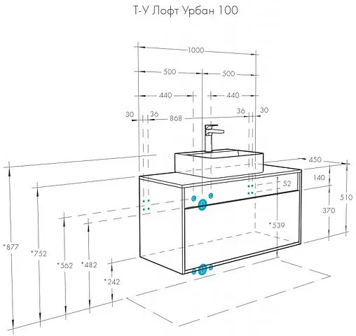 Тумба-умывальник подвесная Aquaton Лофт Урбан 100 графит/орегон 1A2477K3LQX60