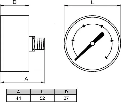 Манометр аксиальный Genebre 50мм 6 бар ¼&quot; 3821 006