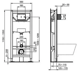 Комплект 5 в 1 Ideal Standard Connect Air AquaBlade R031001 с кнопкой R0115AA хром глянцевый Комплект 5 в 1 Ideal Standard Connect Air AquaBlade R031001 с кнопкой R0115AA хром глянцевый, 2