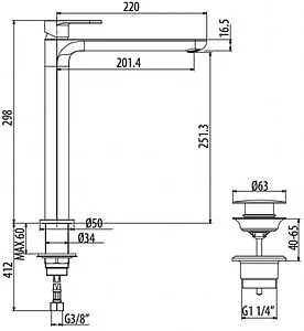 Смеситель для раковины Gattoni H2OMIX7000 хром 7007070C0, 2