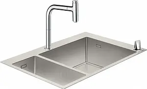 Мойка кухонная с встроенным смесителем Hansgrohe C71-F655-09 75x50 хром 43206000 Мойка кухонная с встроенным смесителем Hansgrohe C71-F655-09 75x50 хром 43206000, 1