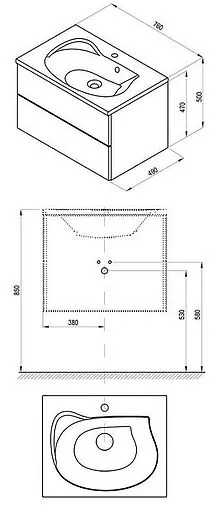 Тумба под умывальник подвесная Ravak SD Rosa II 76 белый X000001293 Тумба под умывальник подвесная Ravak SD Rosa II 76 белый X000001293
