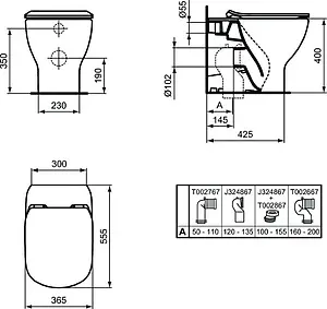 Унитаз приставной безободковый Ideal Standard Tesi AquaBlade Silk Black черный матовый T0077V3 Унитаз приставной безободковый Ideal Standard Tesi AquaBlade Silk Black черный матовый T0077V3, 2