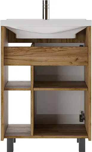 Тумба под умывальник напольный Домино Craft 60 белый/дуб вотан DCr2215T
