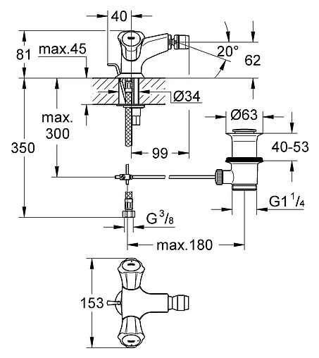 Смеситель для биде Grohe Costa L хром 24480001 Смеситель для биде Grohe Costa L хром 24480001