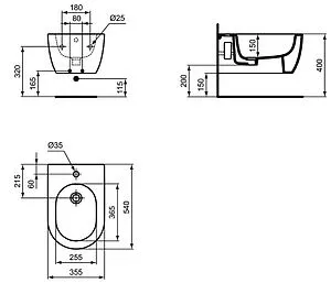 Биде подвесное Ideal Standard Blend Curve белый T375001 Биде подвесное Ideal Standard Blend Curve белый T375001, 2