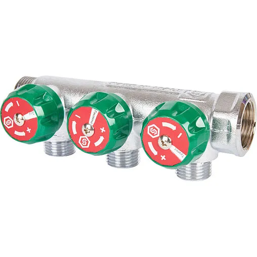 Коллектор регулирующий проходной 3 отвода ¾&quot;в/н x ½&quot;к Stout SMB-6850-341203