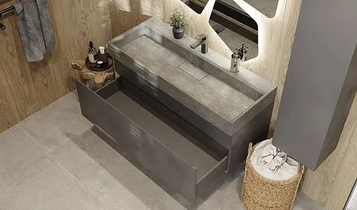 Тумба-умывальник подвесная Raval Facet 120 антрацит Fac.01.120/P/A/RL+Fac.08.120/Bet/RL