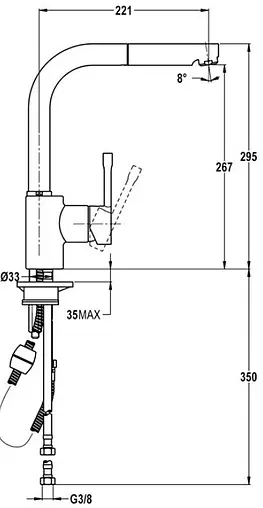 Смеситель для кухни с выдвижным изливом Teka ARK 938 хром 239381210