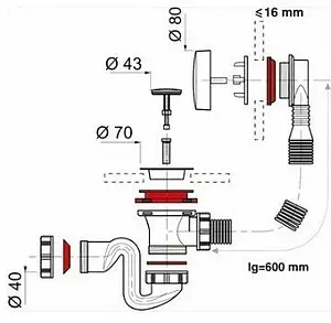 Слив-перелив для ванны Cersanit хром ZP-SY1000004, 2
