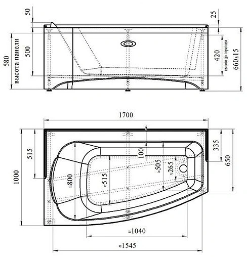 Ванна акриловая Radomir Орегона 170х100 R 1-01-0-2-1-172