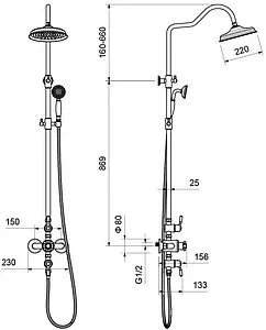 Душевая система с термостатом для душа Aquatek Классик хром AQ2563CR Душевая система с термостатом для душа Aquatek Классик хром AQ2563CR, 2