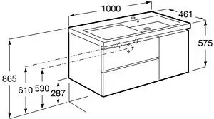 Тумба-умывальник подвесная Roca Domi 100 R белый/чёрный матовый A857478806+3270ME004 Тумба-умывальник подвесная Roca Domi 100 R белый/чёрный матовый A857478806+3270ME004, 2
