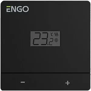 Проводной комнатный терморегулятор с питанием от батареек 2xAAA ENGO черный EASY-BATB, 1
